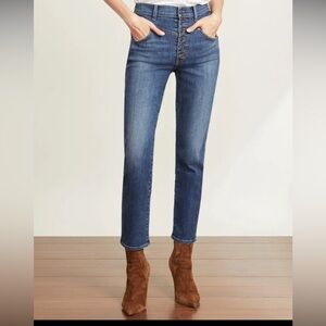 VERONICA BEARD Ryleigh High Rise Slim Straight Front Yoke Crop Button Fly Jeans